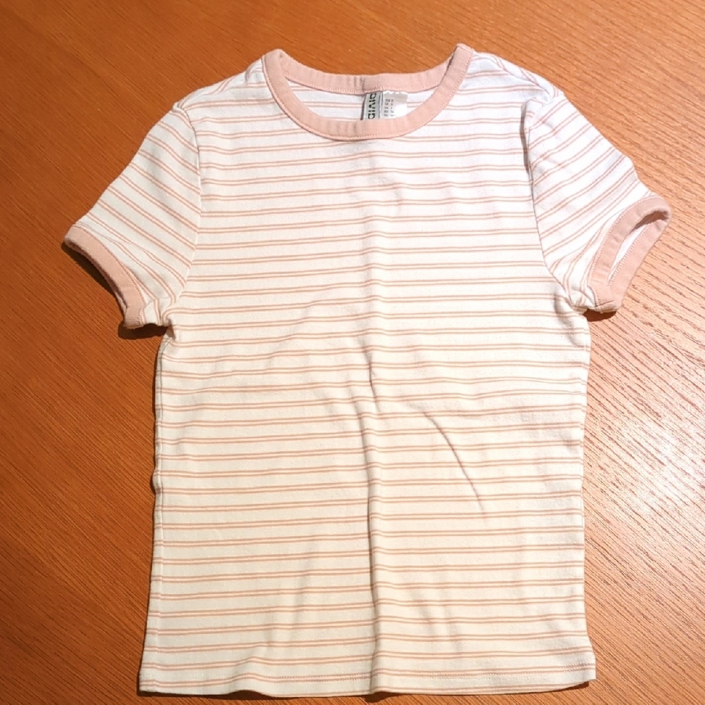 H&M Cream and Pink Tee